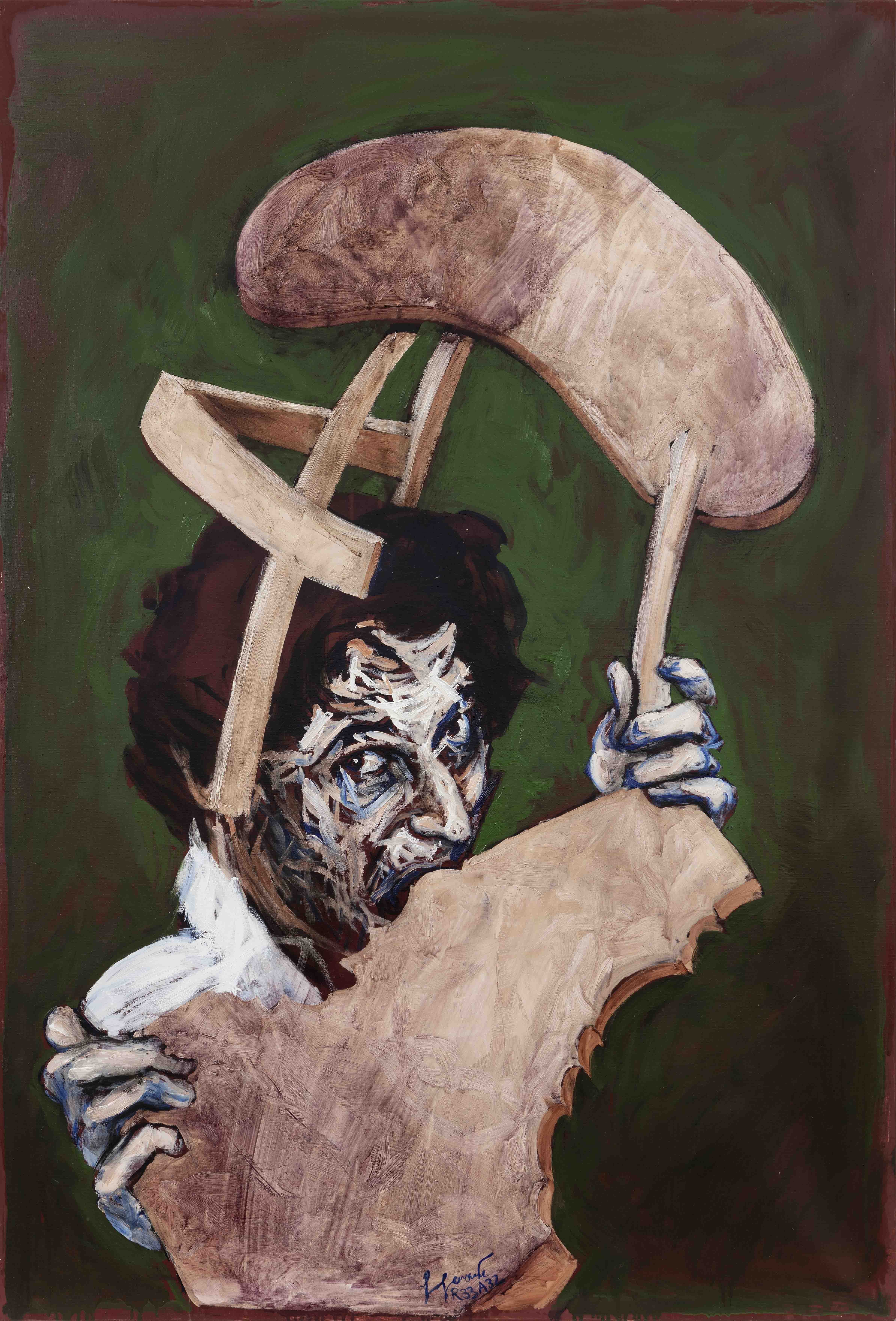 Gérard Garouste Le prophète mange l'oeuvre , 2022 Oil on canvas 130 × 89 cm — 51 1/8 × 35 in. unframed 134,5 × 93 × 5 cm — 53 × 36 1/2 × 2 in. framed