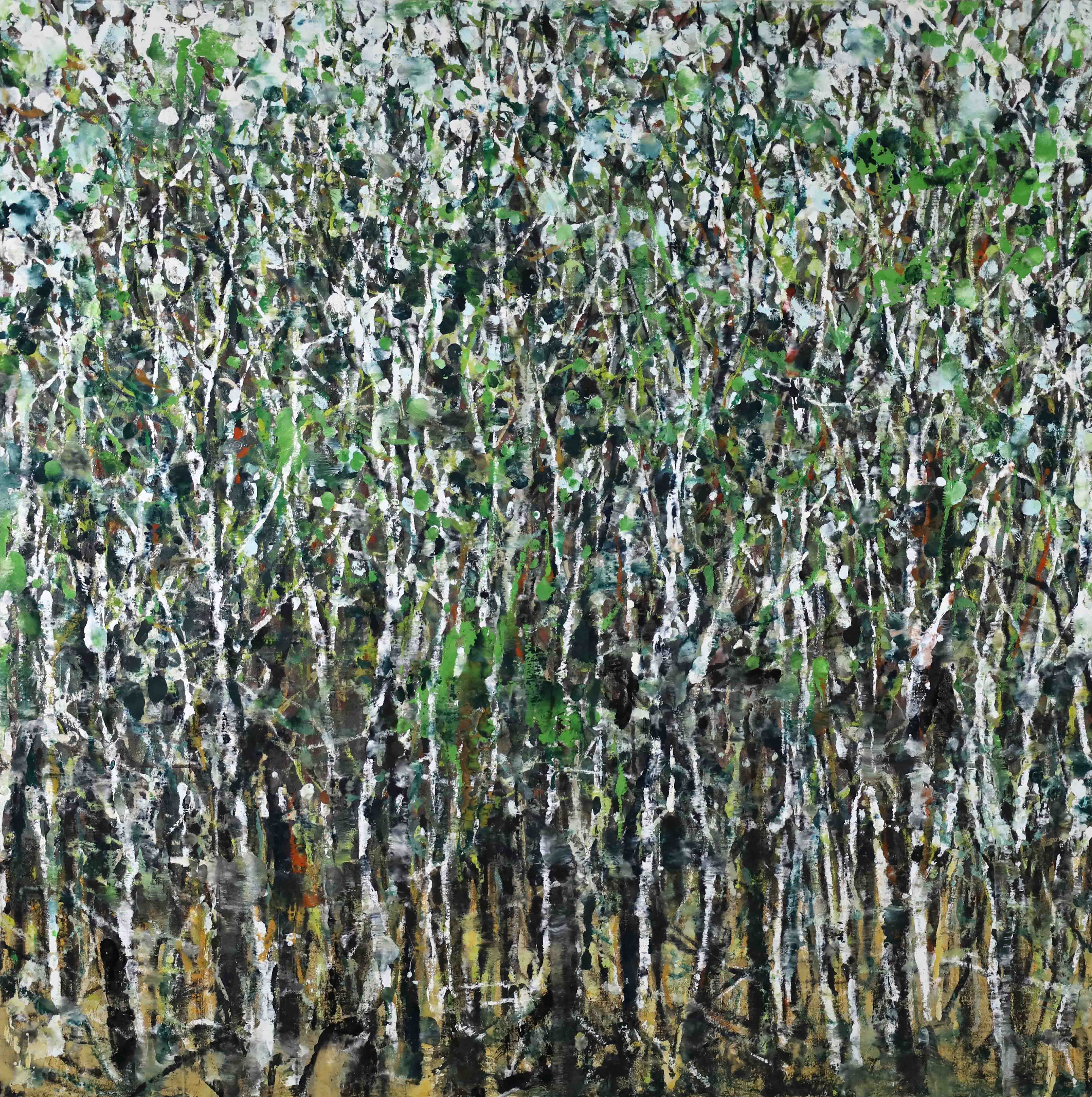 Philippe Cognée Wild Forest n°7, 2024 Wax painting on canvas 150 × 150 cm — 59 × 59 in.