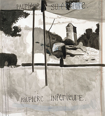 Jean-Michel Alberola, La vision de Robert Walser (paupière supérieure, paupière inférieure), Ink on paper, 2005