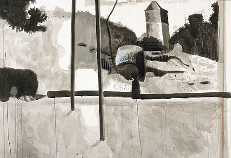 Jean-Michel Alberola, La vision de Robert Walser (paupière supérieure, paupière inférieure), Ink on paper, 2005