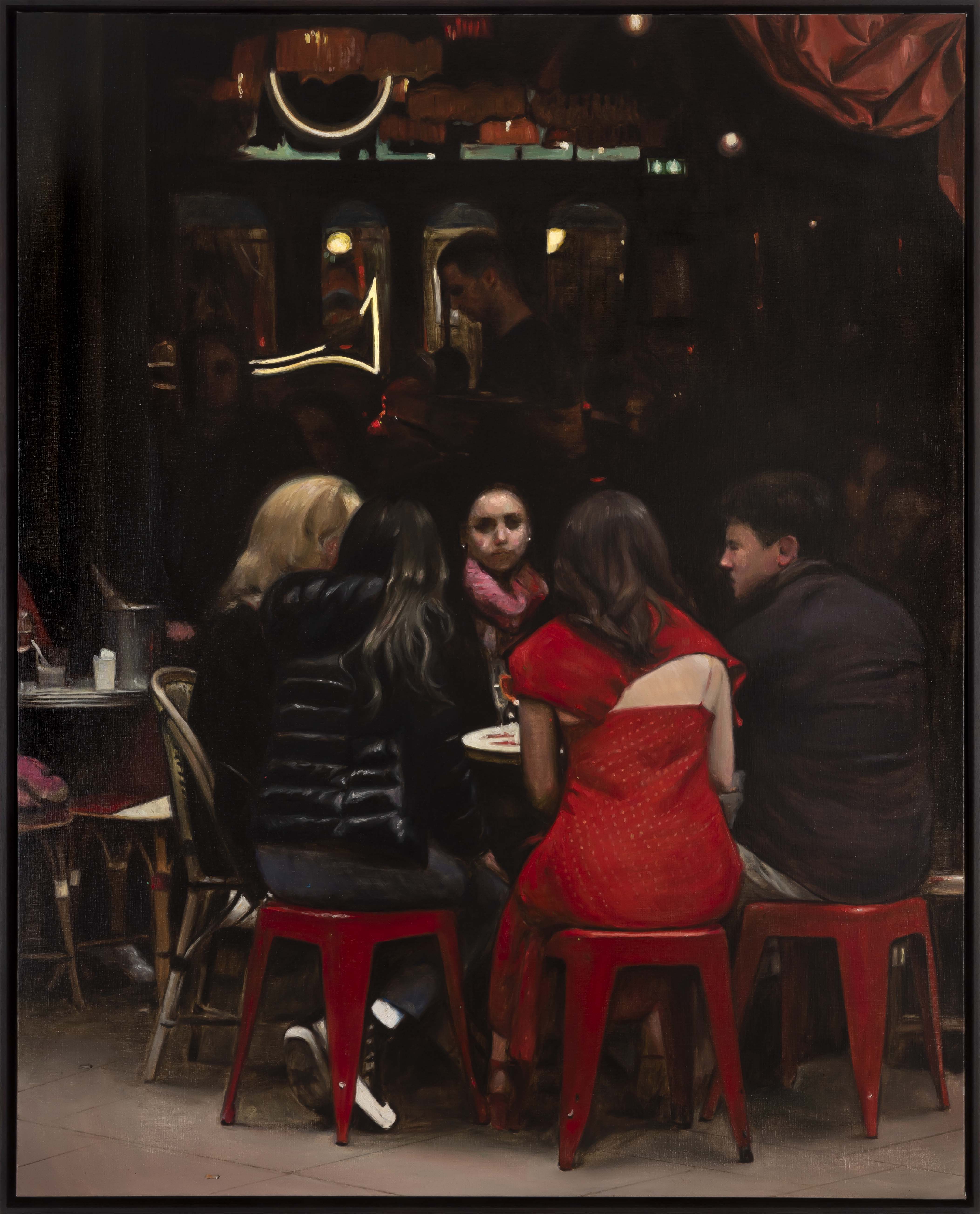 Bilal Hamdad, Vermillon , 2024, Oil on canvas, 162 × 130 cm — 63 3/4 × 51 1/4 in. Figurative painting