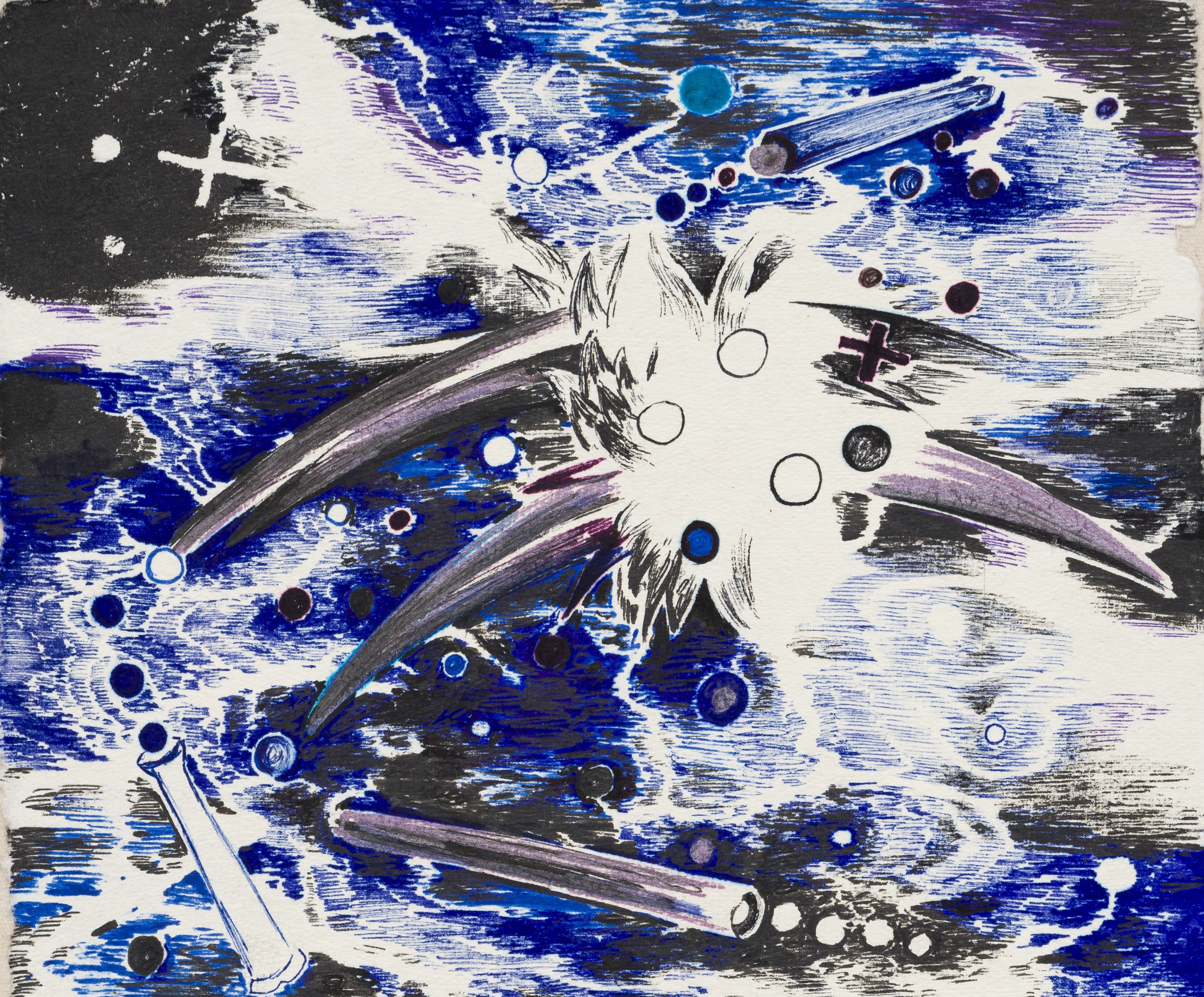 Abdelkader Benchamma Kometenbuch - Disques de Nuremberg , 2024 Ink on mounted paper 28,5 × 20,5 cm