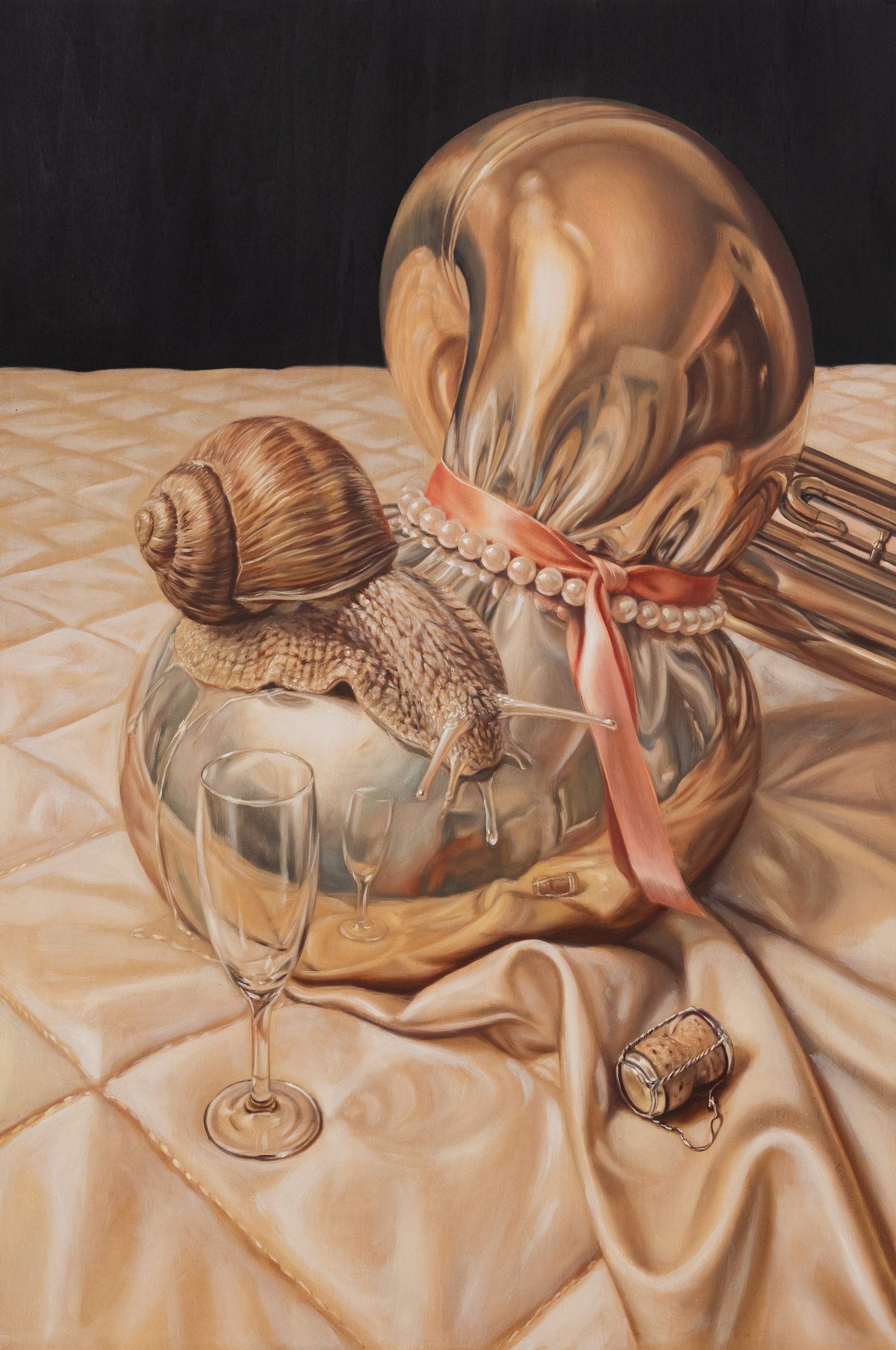 DAVID SMALLING Heimlich Manœuvre, 2025 Oil on panel 91.5 × 61cm — 36 × 24 in.