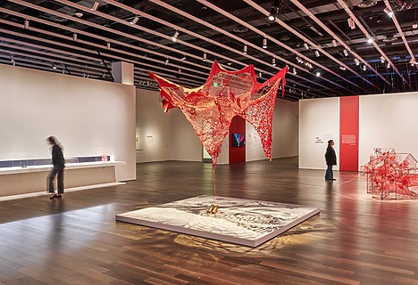 Installation view Chiharu Shiota: Two Home Countries at the Asian Art Museum April 2 - July 20, 2026.