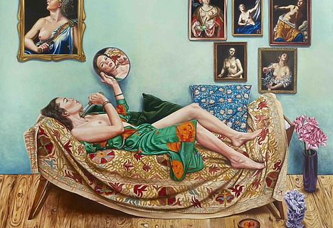 Nazanin Pouyandeh, Brune en Lucrèce, 2024 Huile sur toile 160 x 200 cm Collection Francès